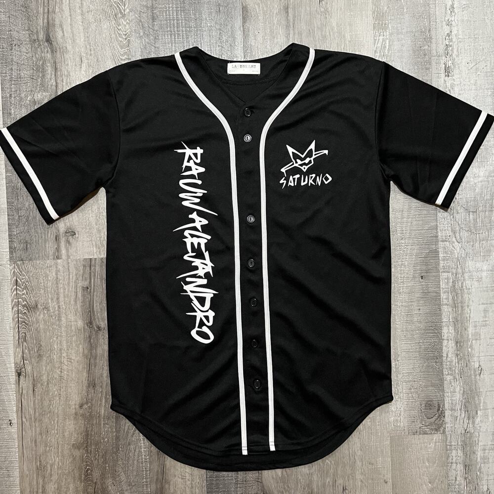 Rauw Alejandro Saturno Jersey Black Concert Merch LA Dreamz Button Front Sz M